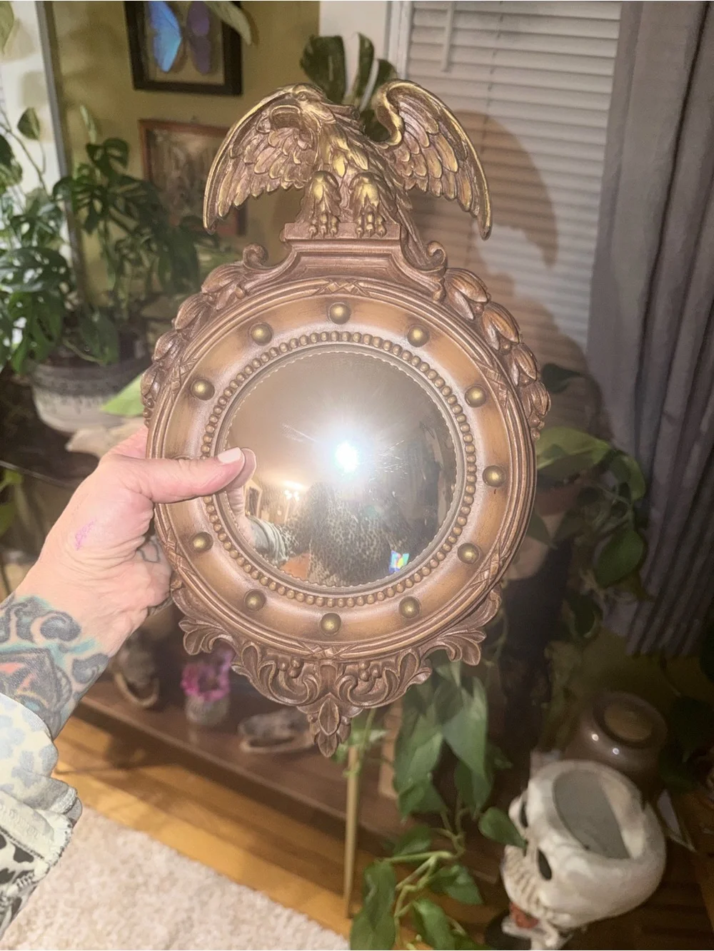 Vintage Gold Eagle Convex Wall Mirror